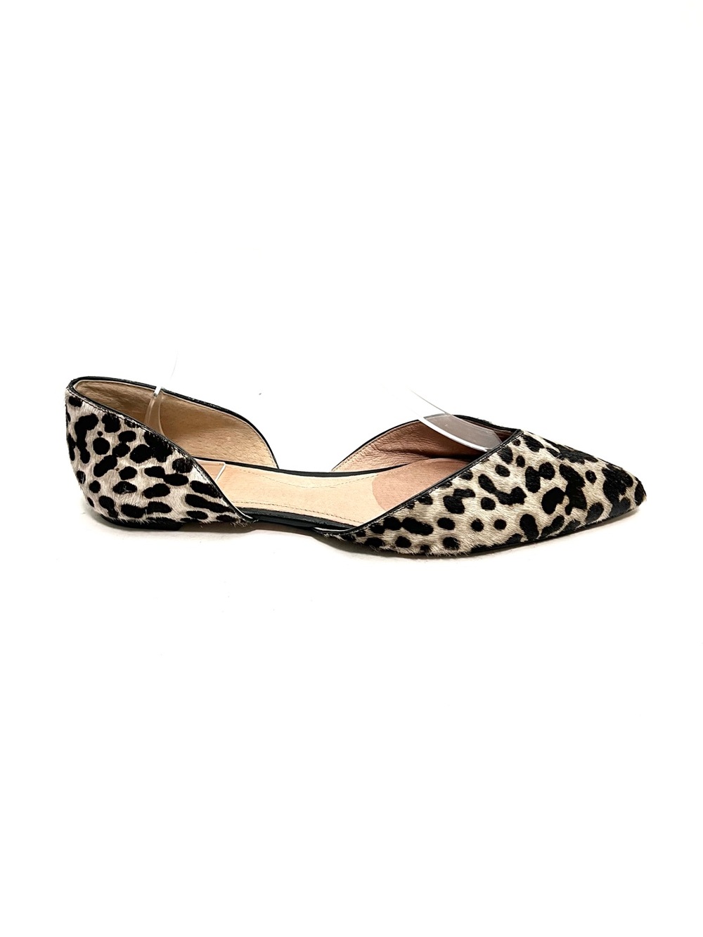 Vintage Y2K cheetah print pony hair pointed toe d'Orsay loafer flats - Picture 2 of 8